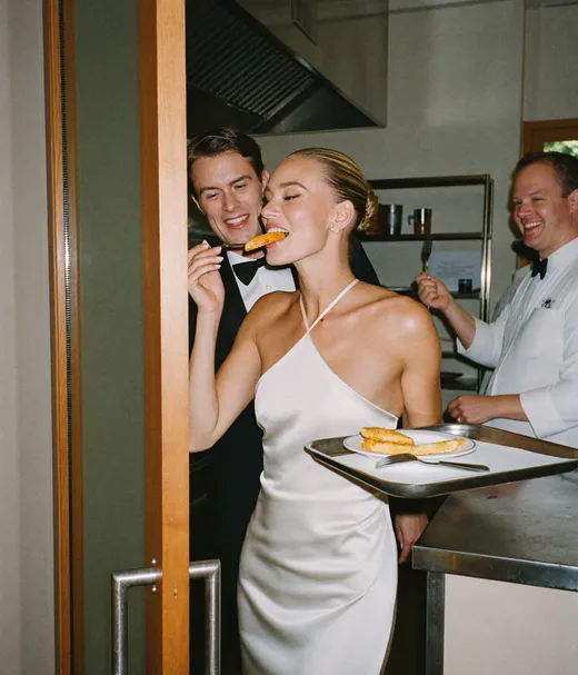 Kitchen bite at a wedding, shot by a guest