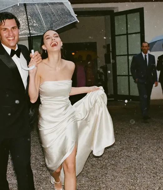 Rain exit at a wedding, shot by a guest
